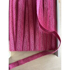 Vtg Conso Sewing Trim 22 Yards + Hot Pink Jacquard 1" Wide Picot Edges Boho